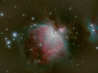 20140311 M42 DSLR  The Great Orion Nebula M42 and the Running Man NGC 1977. Image captured by my good friend Tom Klausing with a modified Canon T3i and an AP Firestar. Processed with PixInsight.