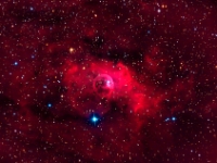 20140907 NGC7635 LHaRGB 4hHa30mLRGB h  By the end of Summer in the constellation of Cassiopea one of my favorite targets NGC7635 the Bubble Nebula rides high in the sky.  The Bubble nebula is around 10,000 light-years distant the main component of the emission nebula is the spherical cloud of excited hydrogen.  Even though it is a challenging object to observe an OIII or Hydrogen alpha (Ha) filter will make it possible with modest telescopes.  This image is composed of 240 minutes of Hydrogen alpha and 30 minutes each of Luminance, Red Green and Blue making it a LHaRGB. Date:9/7/14 Location: Hutville, OH Mount: Paramount ME Camera: Apogee CG16M Optics: Planewave CDK-17 Exposure: Ha= 24x600 secs, L=R=G=B = 6x300 secs Processing: PixInsight